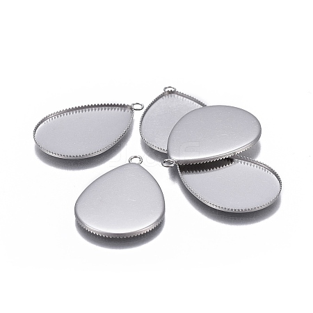 Tarnish Resistant 304 Stainless Steel Pendant Cabochon Settings X-STAS-P236-42P-1