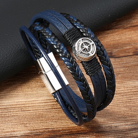 Imitation Leather Multi-strand Bracelets for Men PW-WGB51BB-03-1