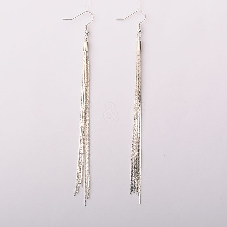 Brass Chain Tassel Earrings EJEW-JE01130-1