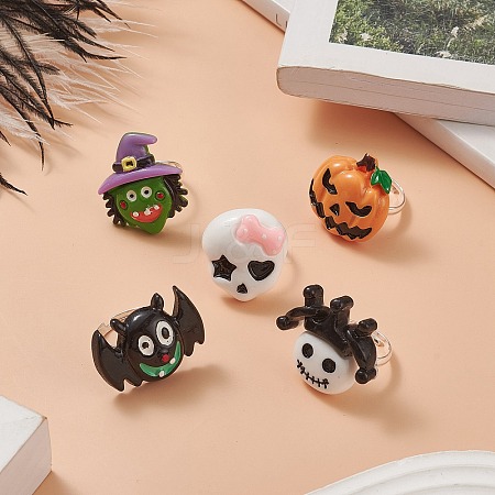 Halloween Theme Resin Adjustable Rings RJEW-JR00554-S-1