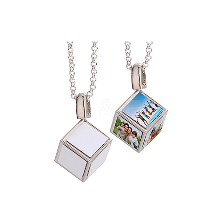 Sublimation Blank Aluminum Pendant Necklace NJEW-E020-04P-1