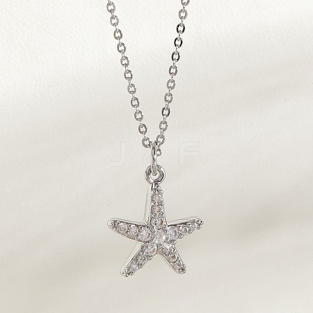 Ocean Summer Brass Pave Clear Cubic Zirconia Pendant Necklaces FS-WG82AA1-15-1