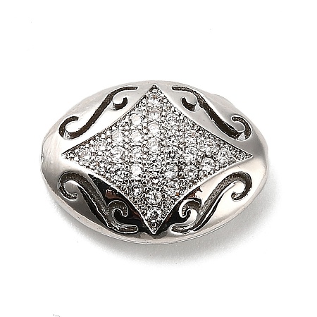 Brass Micro Pave Cubic Zirconia Beads KK-L229-025P-1