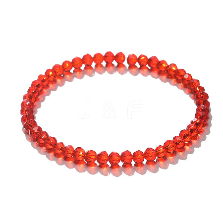 4mm Prism Faceted Rondelle Glass Beaded Stretch Bracelets for Women LS-EH2213-2-1