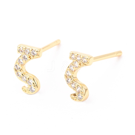 Brass Micro Pave Clear Cubic Zirconia Stud Earrings EJEW-O103-03G-1