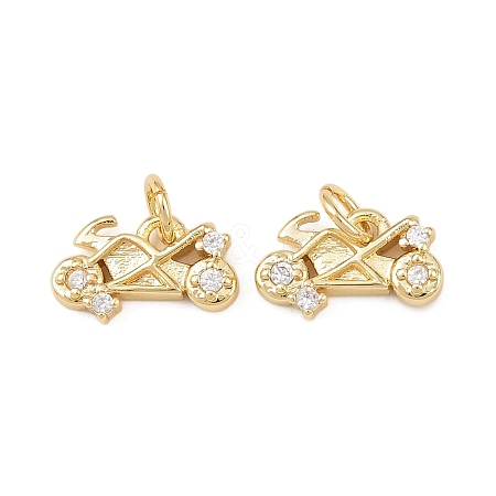 Brass Micro Pave Clear Cubic Zirconia Pendants KK-G544-03G-01-1