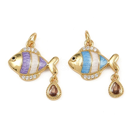 Brass Micro Pave Cubic Zirconia Pendants KK-L241-18G-1