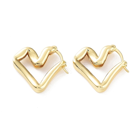Heart Rack Plating Brass Hoop Earrings for Women KK-Z038-21G-1