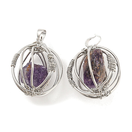 Natural Amethyst Pendants G-H293-03P-04-1