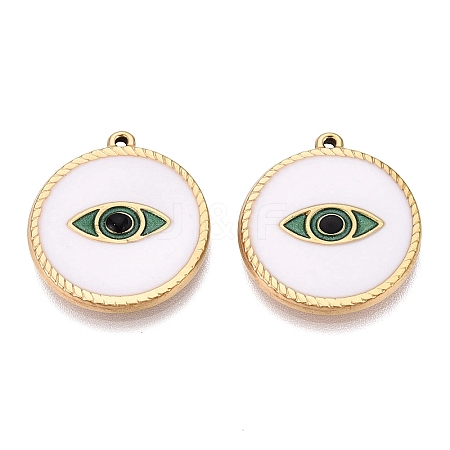 303 Stainless Steel Enamel Pendants STAS-Q110-40G-01-1