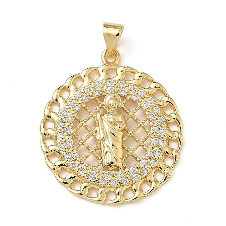 Brass Micro Pave Cubic Zirconia Pendants KK-L243-05G-03-1