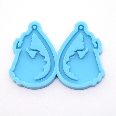 Teardrop with Lady Silicone Pendant Molds DIY-WH0175-52-1