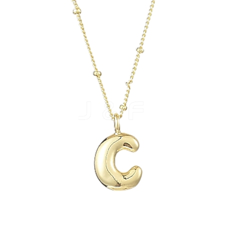 1Pc Initial Letter Brass Pendant Necklaces NJEW-YW0001-24C-1