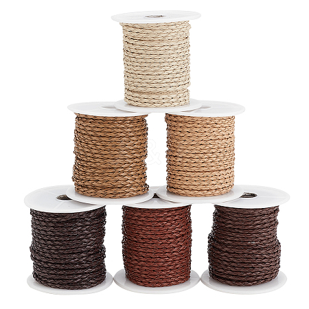   6 Rolls 6 Colors Imitation Leather Braided Cord WL-PH0004-24-1