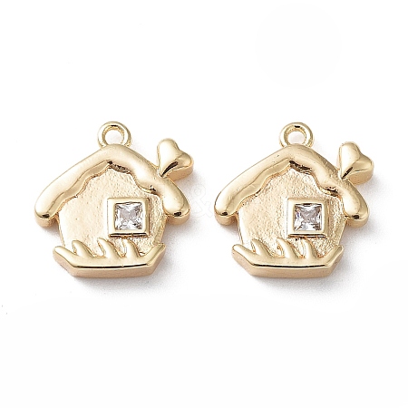 Brass Glass Charms KK-G474-07G-1