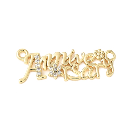 Brass Micro Pave Clear Cubic Zirconia Links KK-D357-03G-G-1