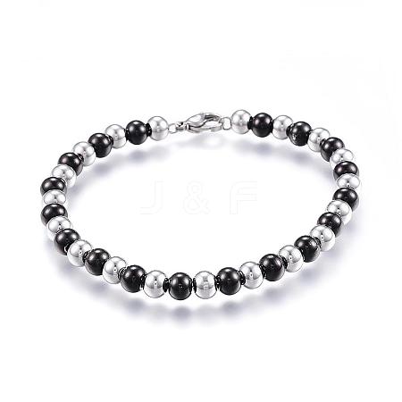 304 Stainless Steel Beaded Bracelets BJEW-G544-31A-1