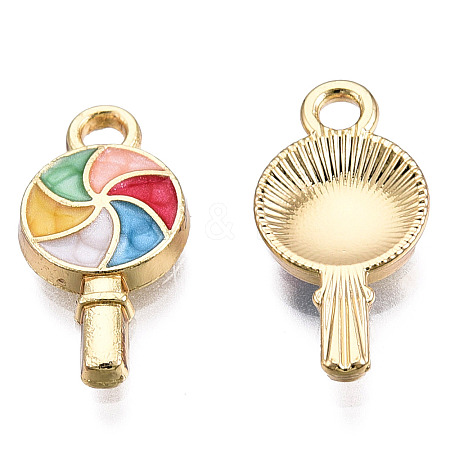 Golden Plated Alloy Enamel Pendants X-ENAM-T009-99-RS-1