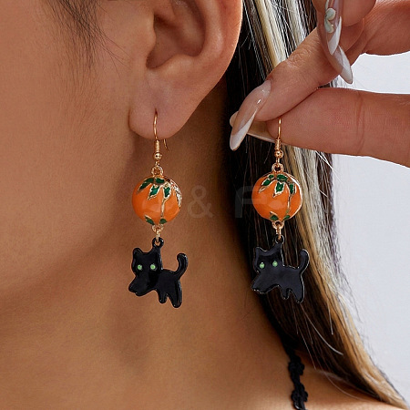 Halloween Alloy Enamel & Acrylic Dangle Earrings WGCBD87-03-1