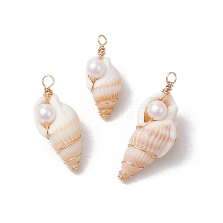 3Pcs Natural Shell Pendants PALLOY-JF03226-03-1