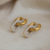 304 Stainless Steel Rhinestone Hoop Dangle Earrings for Women UW7347-1