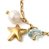 Freshwater Pearl & Glass & Beach Starfish Charm Bracelets BJEW-K237-06G-04-2