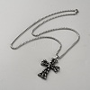 Tibetan Style Alloy Skull Cross Pendant Box Chain Necklaces for Men NJEW-WH0028-02AS-1