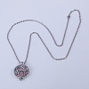 Alloy Essential Oil Diffuser Locket Pendant Necklaces with Pink Plush Aromatherapy Disc Inside Box QP4484-3