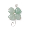 Natural Green Aventurine Copper Wire Wrapped Shamrock Pendants PALLOY-JF02970-01-1