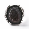 Natural Agate Irregular Druzy Adjustable Ring RJEW-G271-02P-01-3