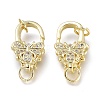 Brass Micro Pave Clear Cubic Zirconia Lobster Claw Clasps ZIRC-Q024-20G-2