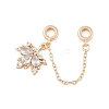 Rack Plating Maple Leaf Brass Clear Cubic Zirconia European Safety Chains KK-F879-25G-1