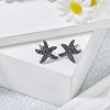 1 Pair Starfish Brass Micro Pave Clear Cubic Zirconia Studs Earrings EJEW-SZ0002-08EB-4