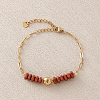 Synthetic Goldstone Hexagon Heishi Beads & 304 Stainless Steel Paperclip Chain Necklace & Bracelets for Women SG1071-3-4