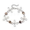 Alloy Natural Mixed Gemstone Link Bracelets for Women BJEW-JB11684-3