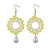 Brass Glass Beads Dangle Earrings EJEW-MZ00764-3