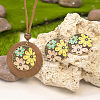 Bohemian Alloy Enamel & Wood Pendant Necklaces & Dangle Earrings Sets FS-WGC69E7-01-3