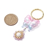 Butterfly Acrylic & Flower Glass Seed Beaded Keychain KEYC-MZ00007-03-3