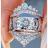 3Pcs Brass Micro Pave Clear Cubic Zirconia Finger Rings for Women FS-WGDAF26-07-1