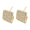 Brass with Clear Cubic Zirconia Stud Earrings EJEW-B035-13LG-1