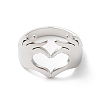 304 Stainless Steel Hand Heart Open Cuff Ring for Women RJEW-K245-45P-1