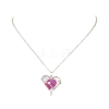 5Pcs 5 Colors Electroplated Natural Quartz Heart Copper Wire Wrapped Pendant Brass Cable Chain Necklaces for Women NJEW-TA00256-3