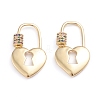 Brass Micro Pave Cubic Zirconia Screw Carabiner Lock Charms ZIRC-I041-09A-1
