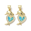 Brass Micro Pave Clear Cubic Zirconia Pendants KK-C045-02G-1