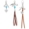 3Pcs Alloy & Synthetic Turquoise & Faux Suede Cord & Flat Imitation Leather Pendant Decorations HJEW-BC00122-1