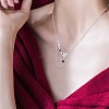 Pink Cubic Zirconia Heart & Word Love Pendant Necklace JN1076A-4