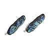 304 Stainless Steel Pave Natural Paua Shell Stud Earring Findings STAS-Z125-02P-2