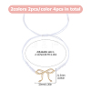 4Pcs 2 Colors Bowknot Brass Charms Bracelets BJEW-HS00013-2