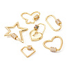 Brass Micro Pave Clear Cubic Zirconia Screw Carabiner Lock Charms ZIRC-TA0001-13G-13