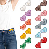 GOMAKERER 10 Sets 10 Colors Heart Shape Spray Painted Alloy Rhinestone Adjustable Jean Button Pins DIY-GO0001-32-1